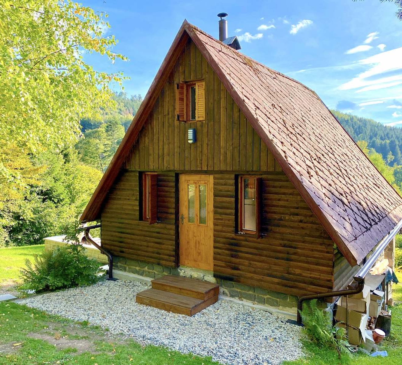 Chata uprostřed lesa